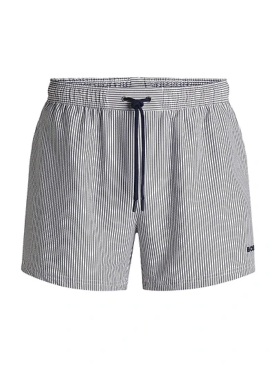 Swim Shorts Striped Seersucker Fabric