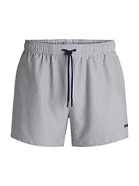 Swim Shorts Striped Seersucker Fabric