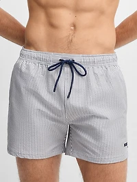 Swim Shorts Striped Seersucker Fabric