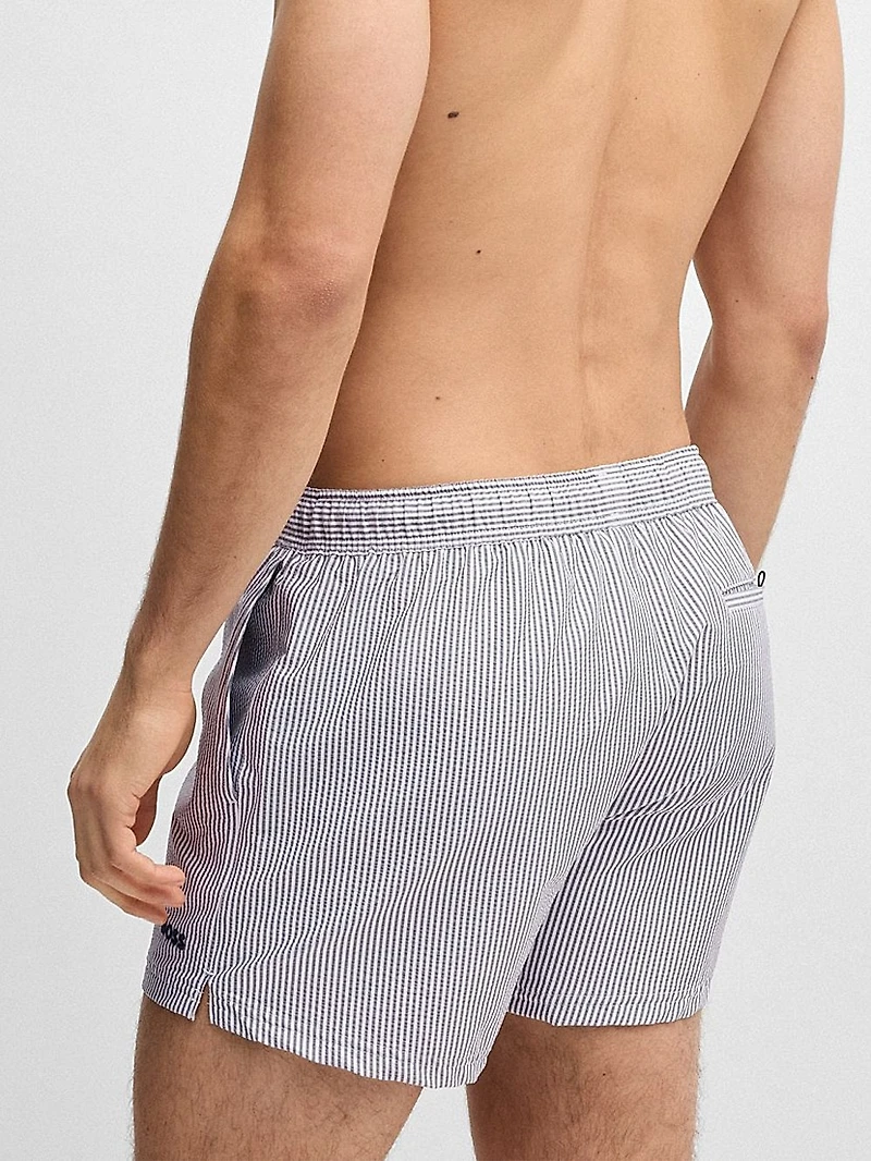 Swim Shorts Striped Seersucker Fabric