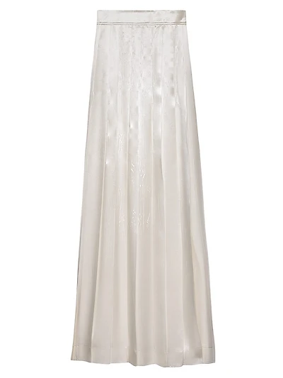 Long Pleated Satin Skirt