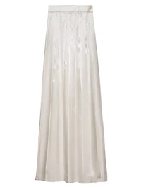 Long Pleated Satin Skirt
