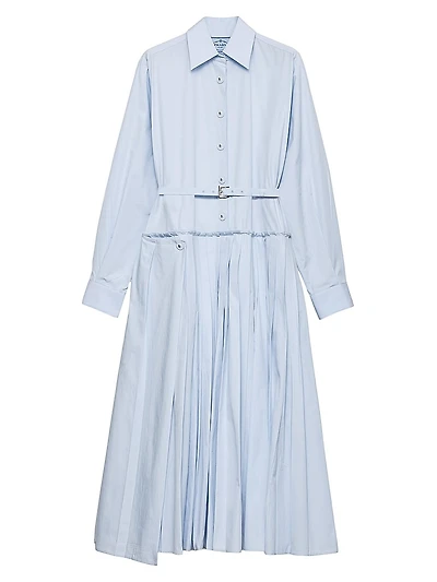 Pleated Poplin Dress