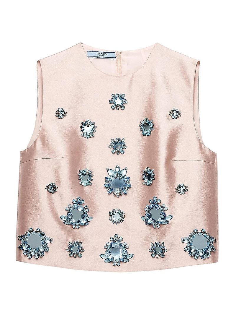 Embroidered Silk and Wool Top