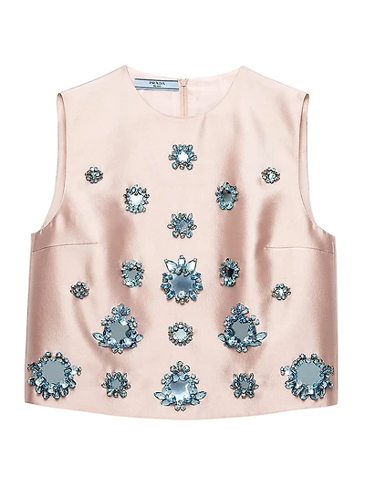 Embroidered Silk and Wool Top