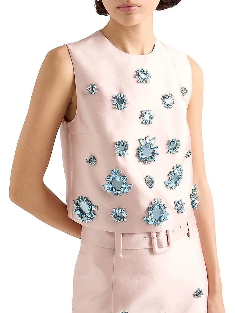 Embroidered Silk and Wool Top