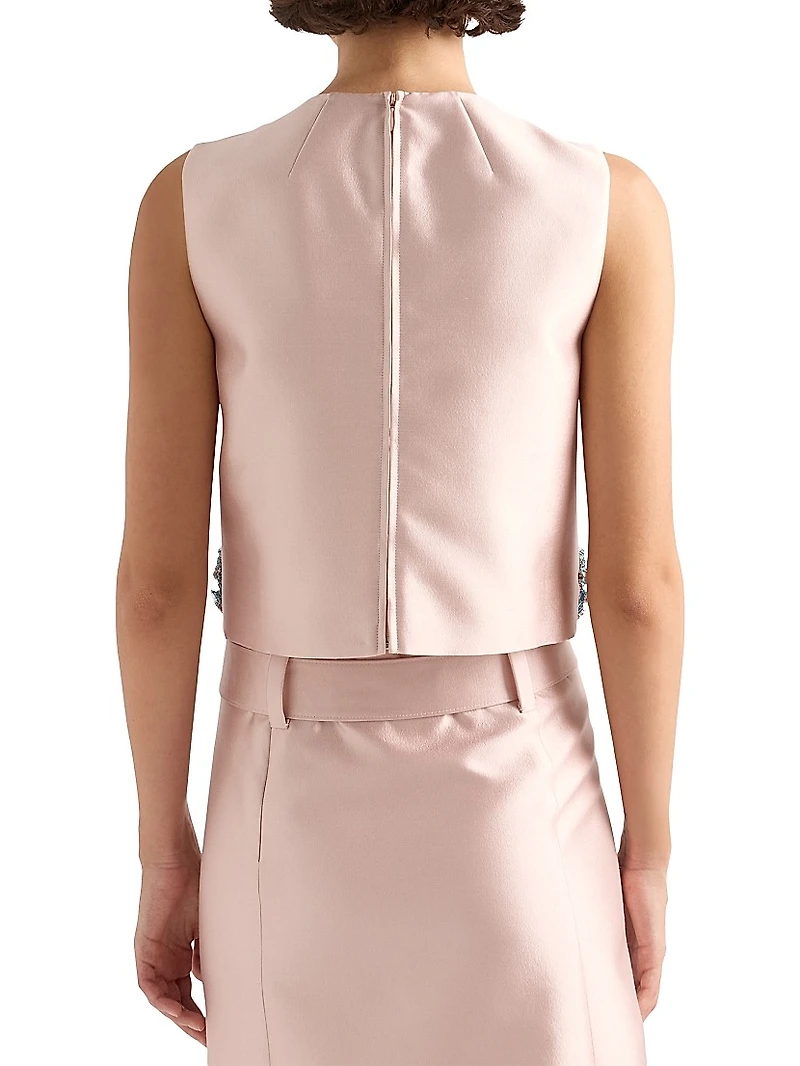 Embroidered Silk and Wool Top