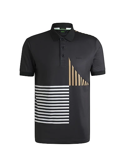 Paddy Active Stretch-Jersey Polo Shirt with Digital Print
