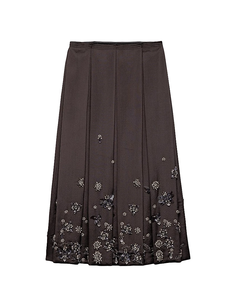 Embroidered Silk and Wool Skirt