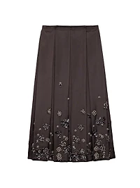 Embroidered Silk and Wool Skirt