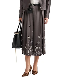 Embroidered Silk and Wool Skirt