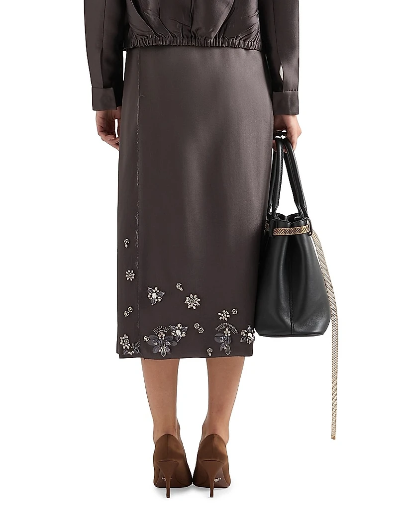Embroidered Silk and Wool Skirt