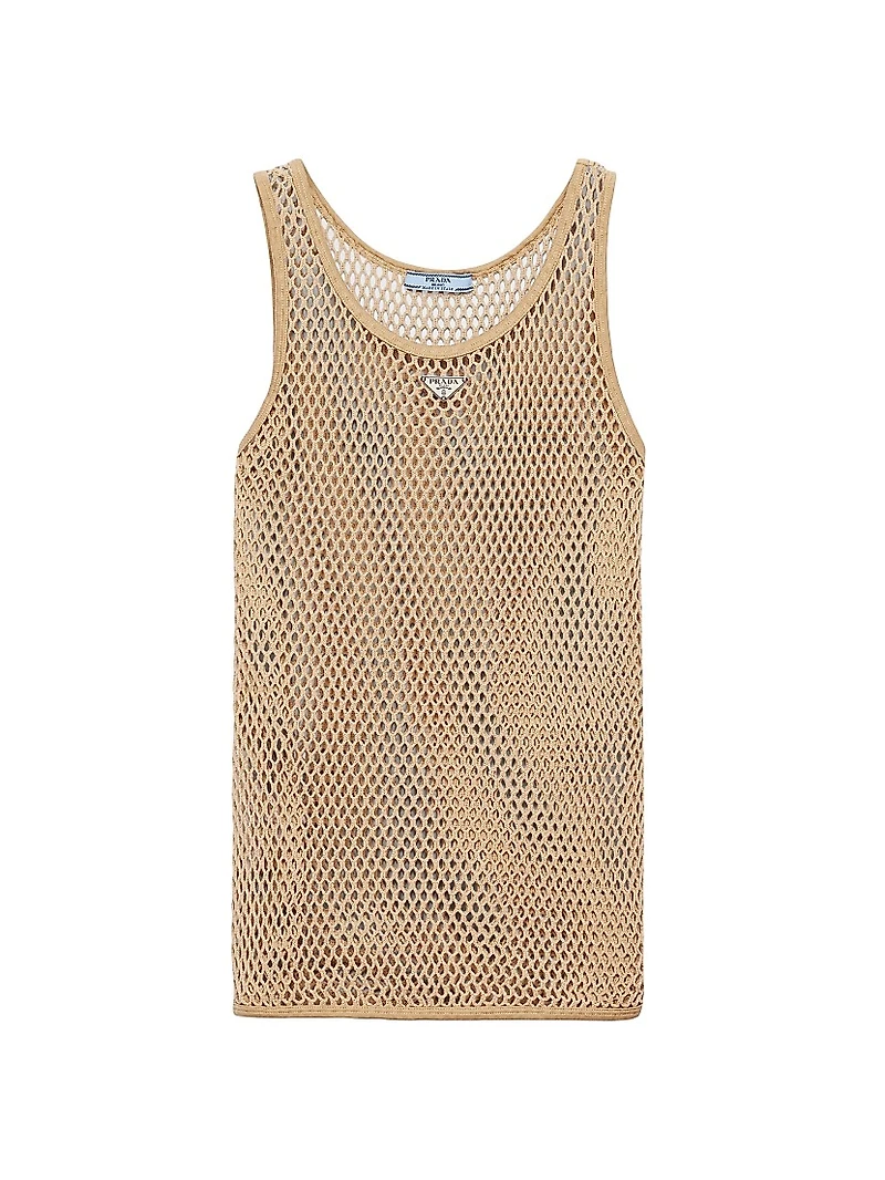 Sleeveless Cotton Mesh Top