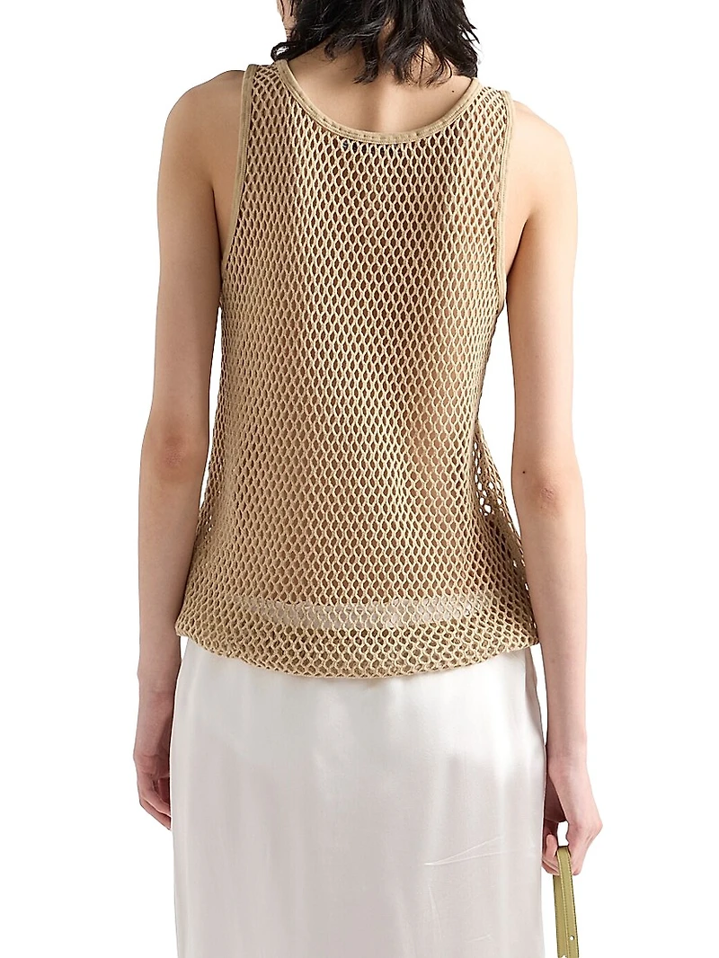 Sleeveless Cotton Mesh Top