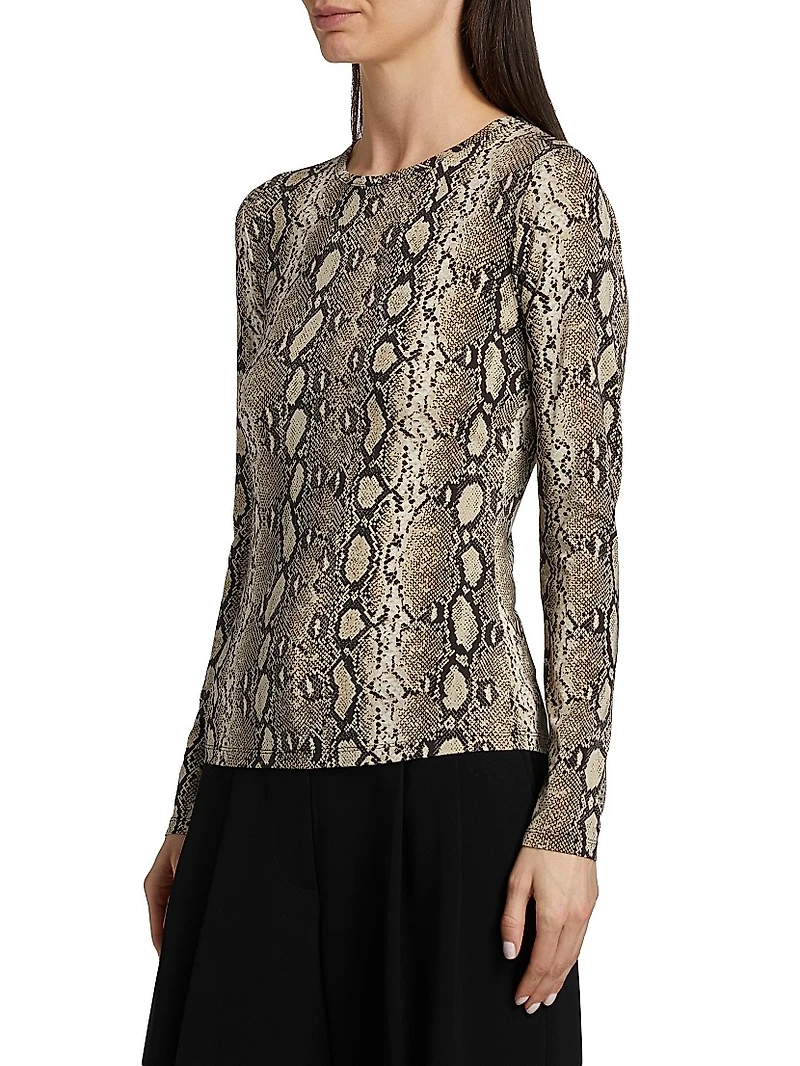 Snake Crewneck Long-Sleeve Top