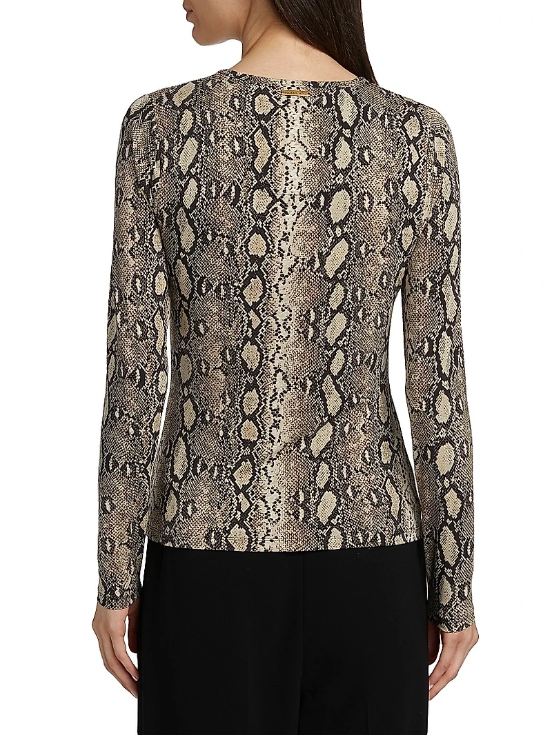 Snake Crewneck Long-Sleeve Top