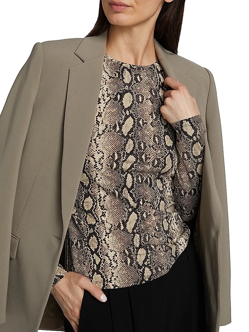 Snake Crewneck Long-Sleeve Top