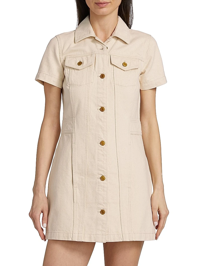 Denim Short-Sleeve Minidress