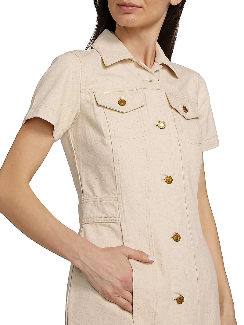 Denim Short-Sleeve Minidress
