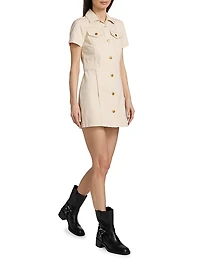 Denim Short-Sleeve Minidress