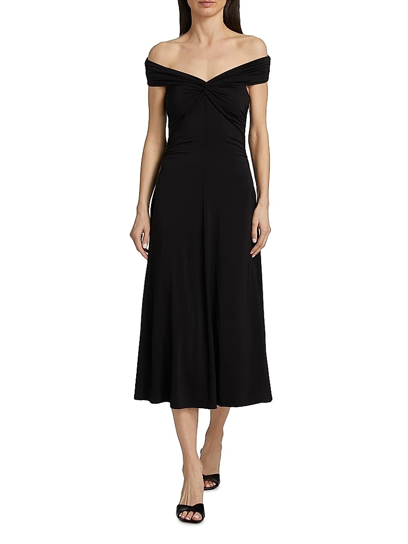 Twist Off-the-Shoulder Midi-Dress