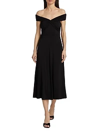 Twist Off-the-Shoulder Midi-Dress