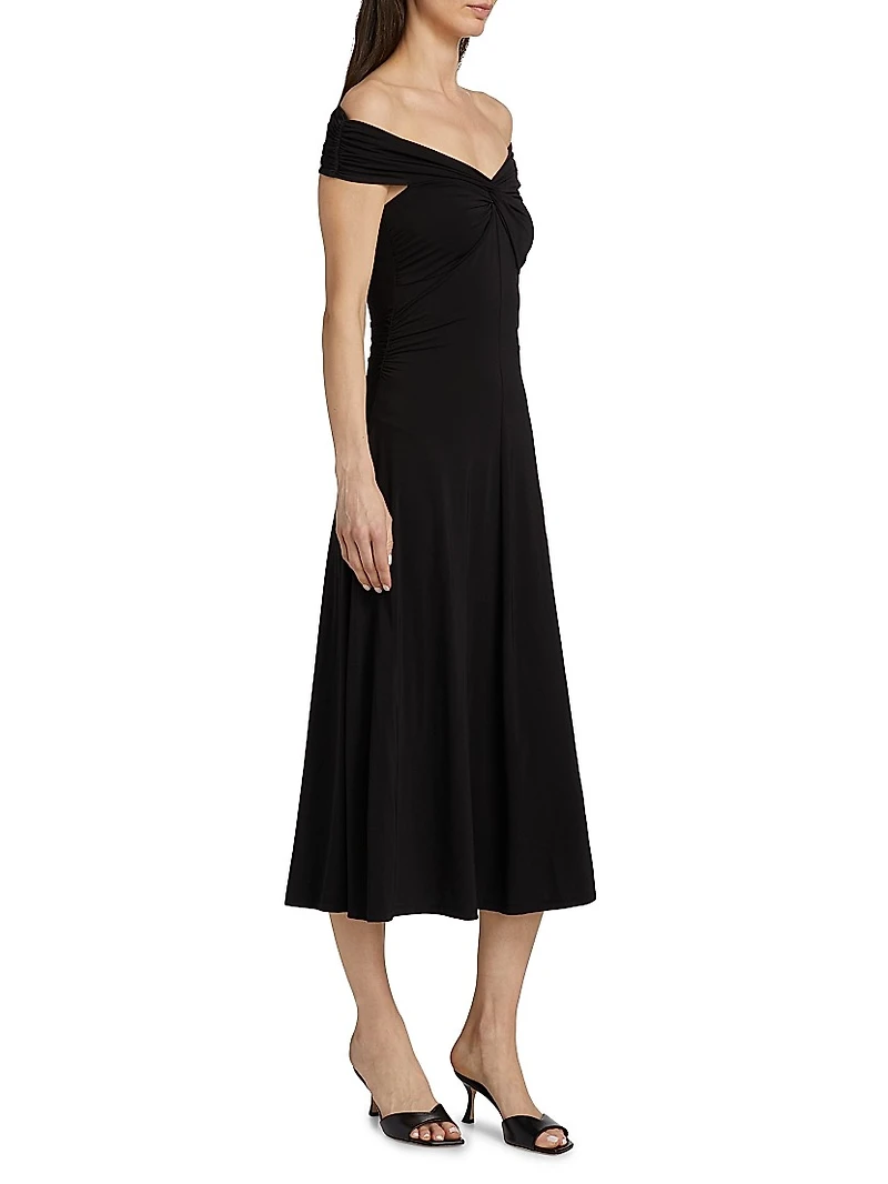 Twist Off-the-Shoulder Midi-Dress