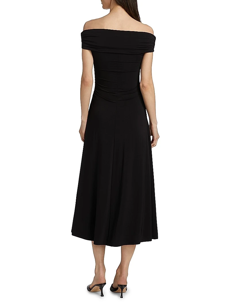 Twist Off-the-Shoulder Midi-Dress