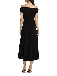 Twist Off-the-Shoulder Midi-Dress