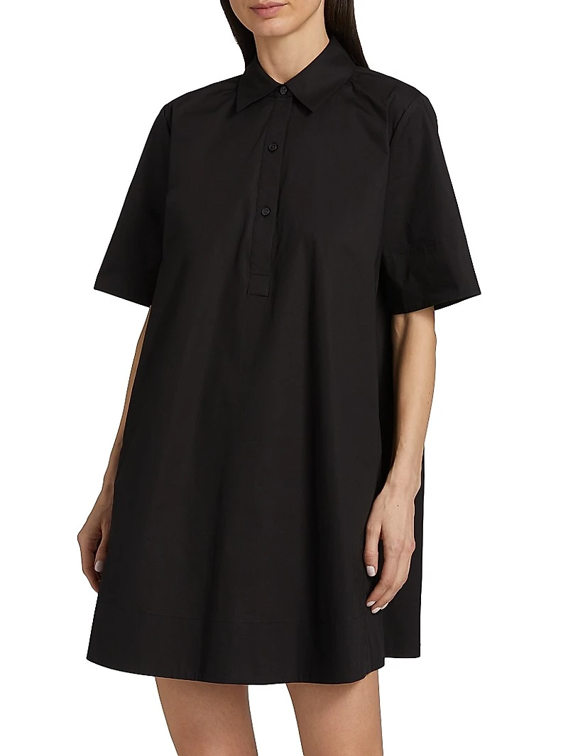 Stretch Cotton Pintuck Shirtdress