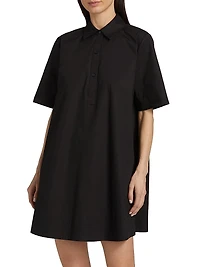 Stretch Cotton Pintuck Shirtdress