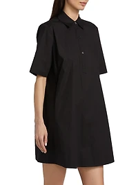 Stretch Cotton Pintuck Shirtdress