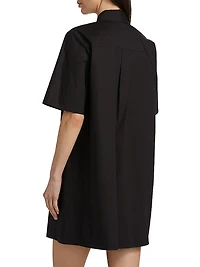 Stretch Cotton Pintuck Shirtdress