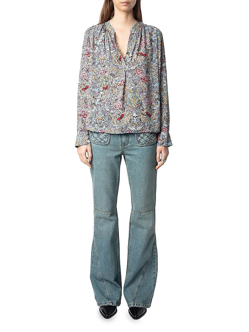 Tink Floral-Print Long-Sleeve Blouse