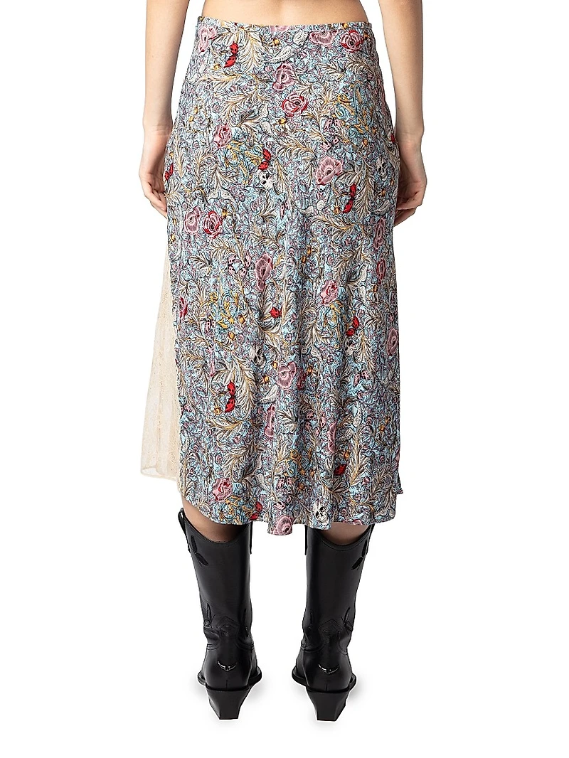 Jayla Soft British Flowers Midi-Skirt