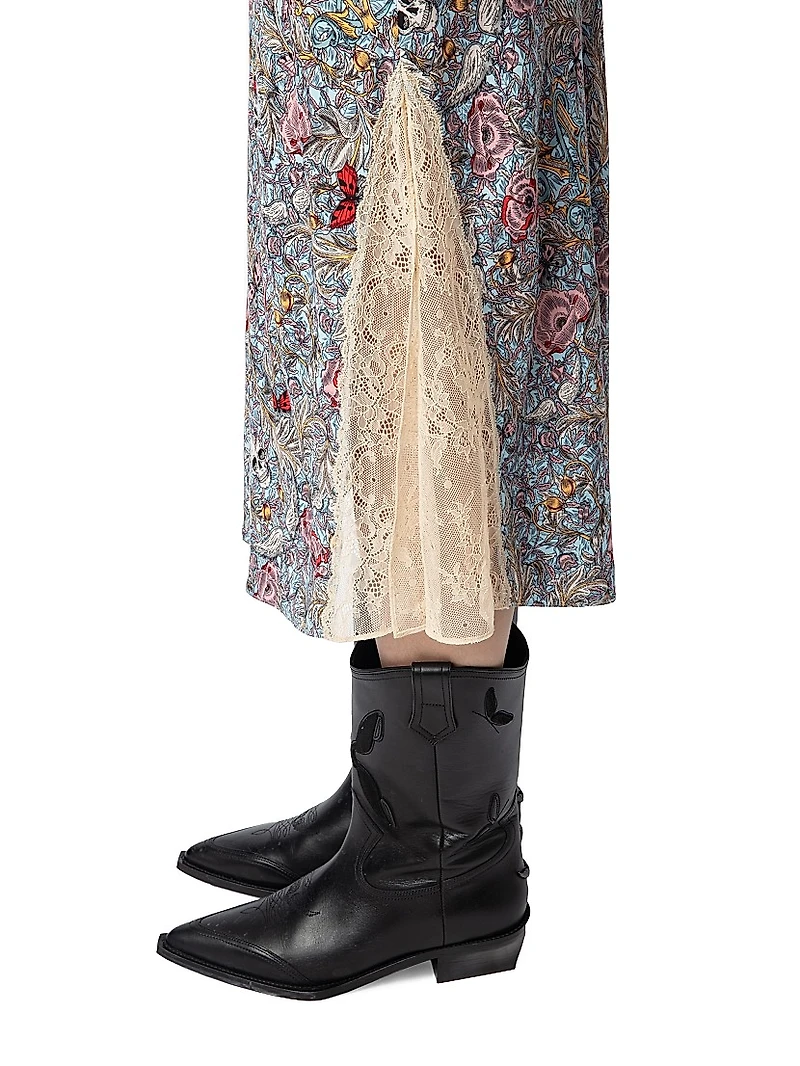 Jayla Soft British Flowers Midi-Skirt