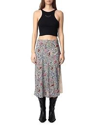 Jayla Soft British Flowers Midi-Skirt