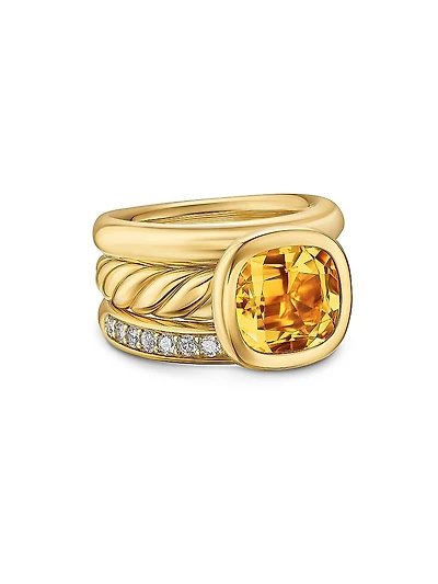 DY Mercer Three Row Stone Ring 18K Yellow Gold