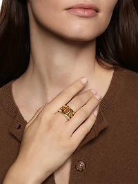 DY Mercer Three Row Stone Ring 18K Yellow Gold