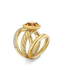 DY Mercer Three Row Stone Ring 18K Yellow Gold
