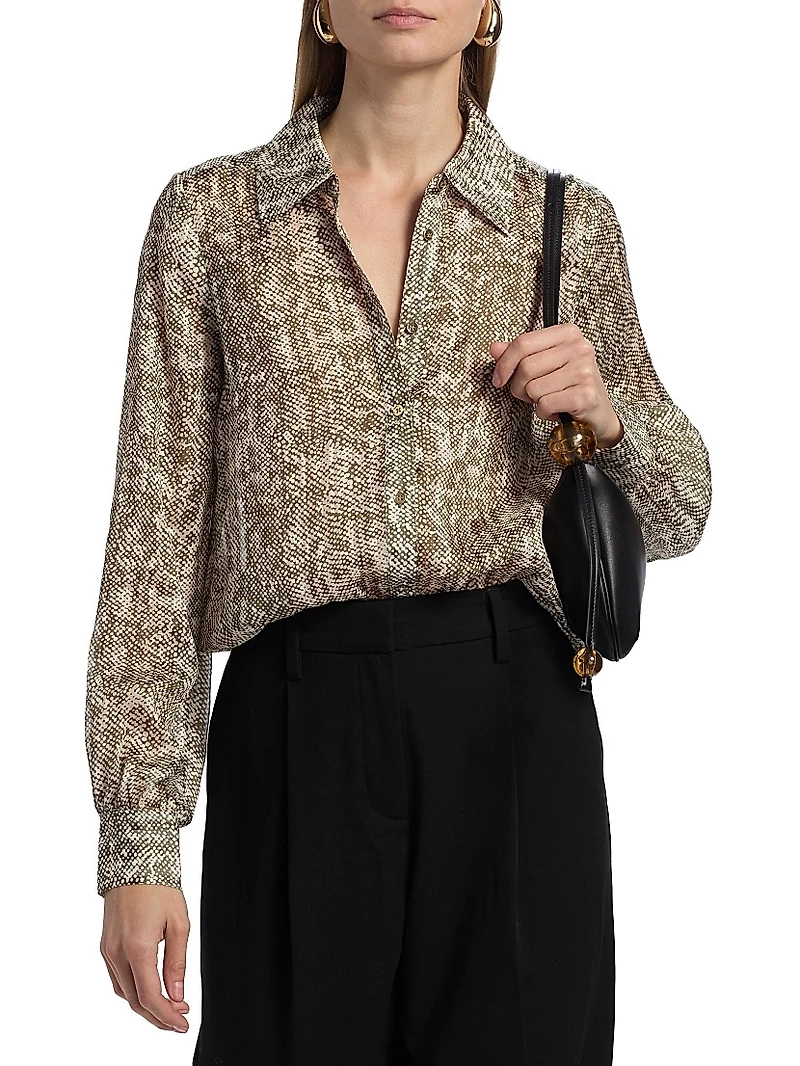 Pauline Printed Silk-Blend Blouse