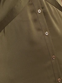 Cynthia Button-Front Satin Midi-Dress