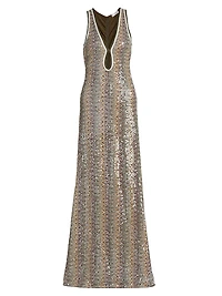 Lilia Sequin Chevron Knit Maxi Dress