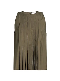 Natalia Pleated Cotton Sleeveless Top