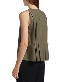 Natalia Pleated Cotton Sleeveless Top