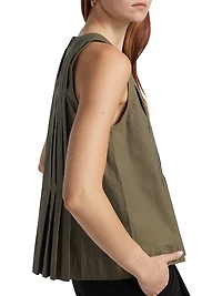 Natalia Pleated Cotton Sleeveless Top