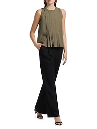 Natalia Pleated Cotton Sleeveless Top