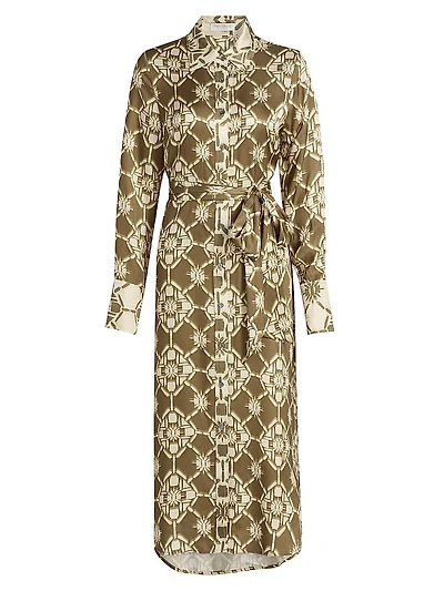 Victoria Tile Print Shirtdress