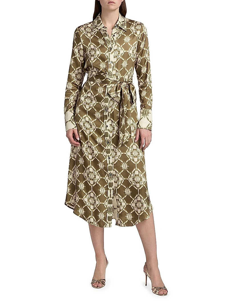 Victoria Tile Print Shirtdress