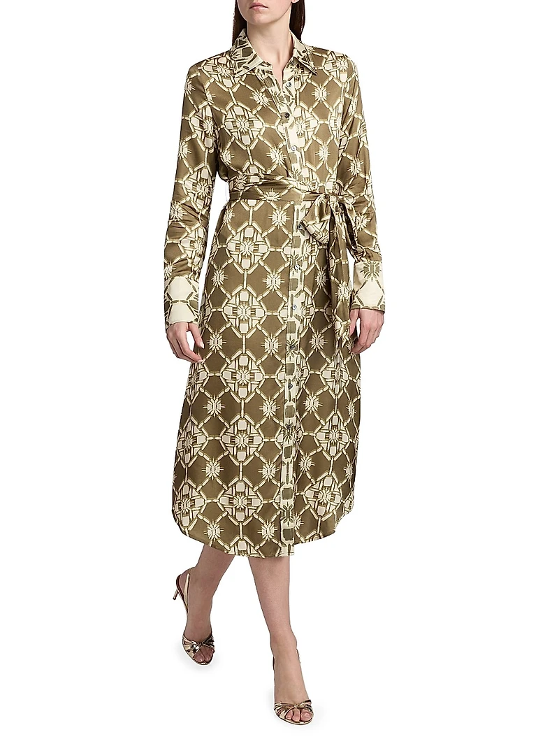 Victoria Tile Print Shirtdress